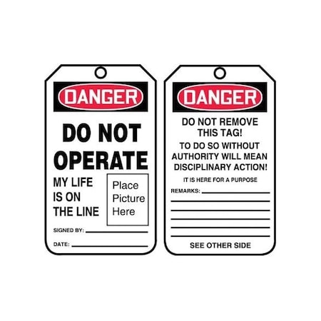 Accuform Danger, RP-Plastic, 3-1/4 in Width, 0.075 in Height, , 25 PK MDT016CTP